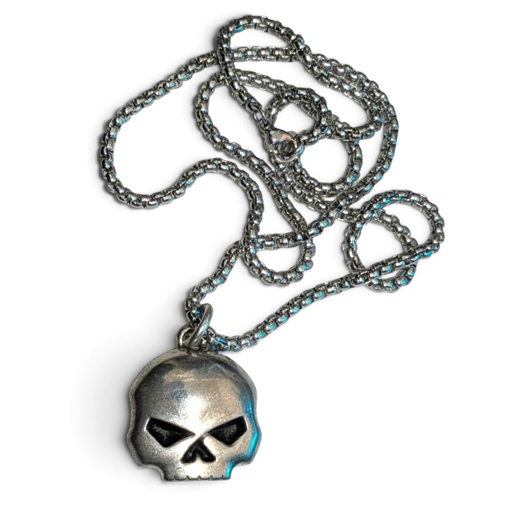 HARLEY DAVIDSON MOTORCYCLES Willie G Skull Pendant Necklace Stainless Steel